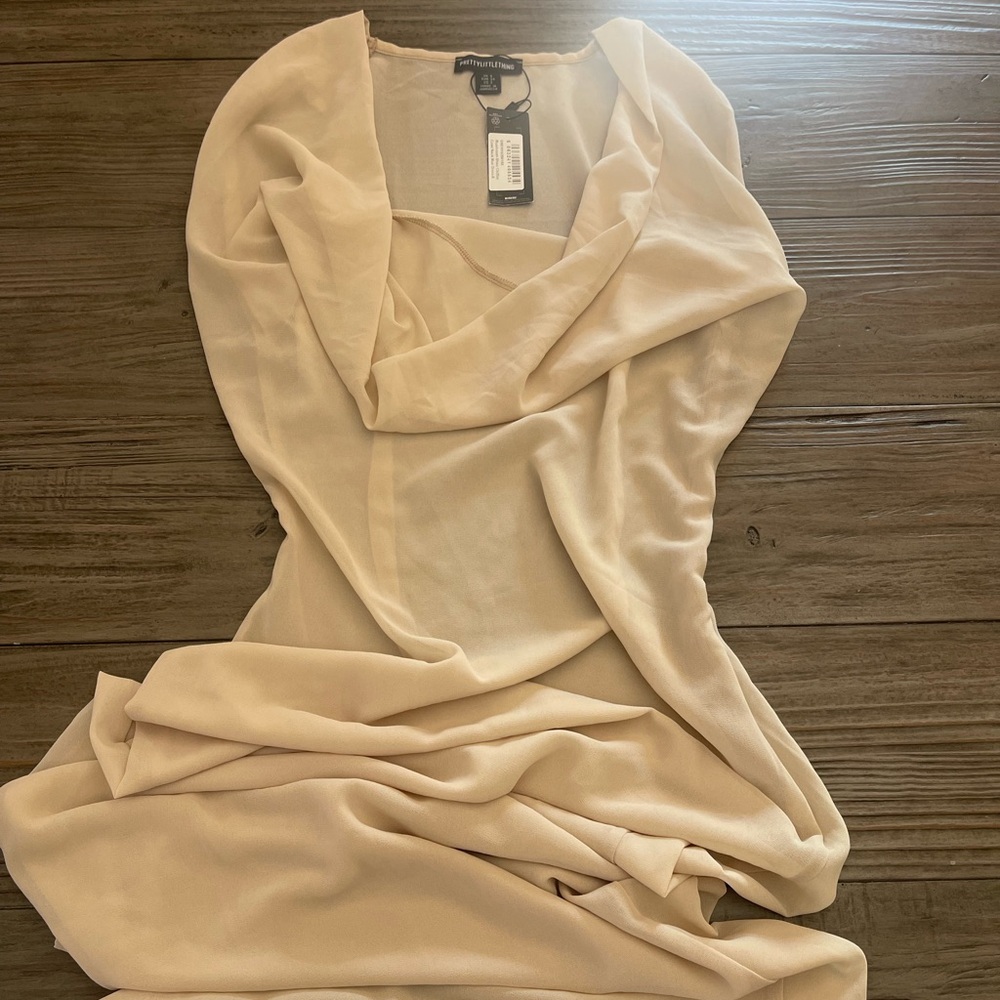 Sheer chiffon cowl neck maxi dress